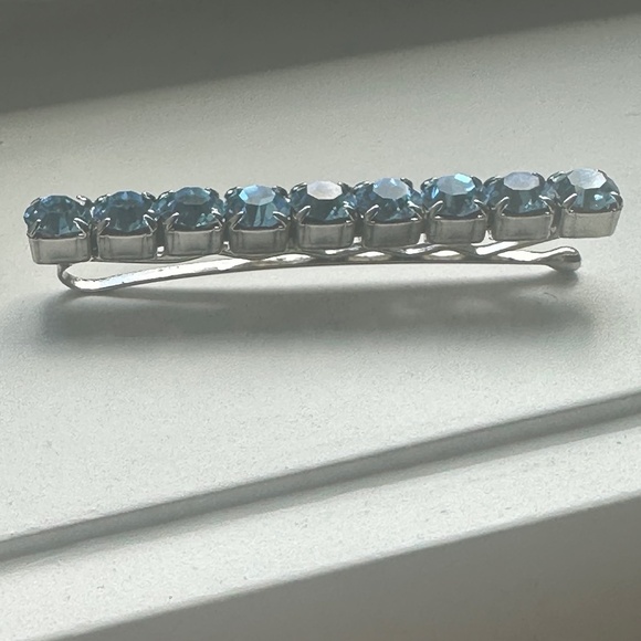 Danny Pollak Blue Topaz Swarovski Crystal Bobby Pin (#1) - approx. 2.5 in. long - Picture 7 of 12